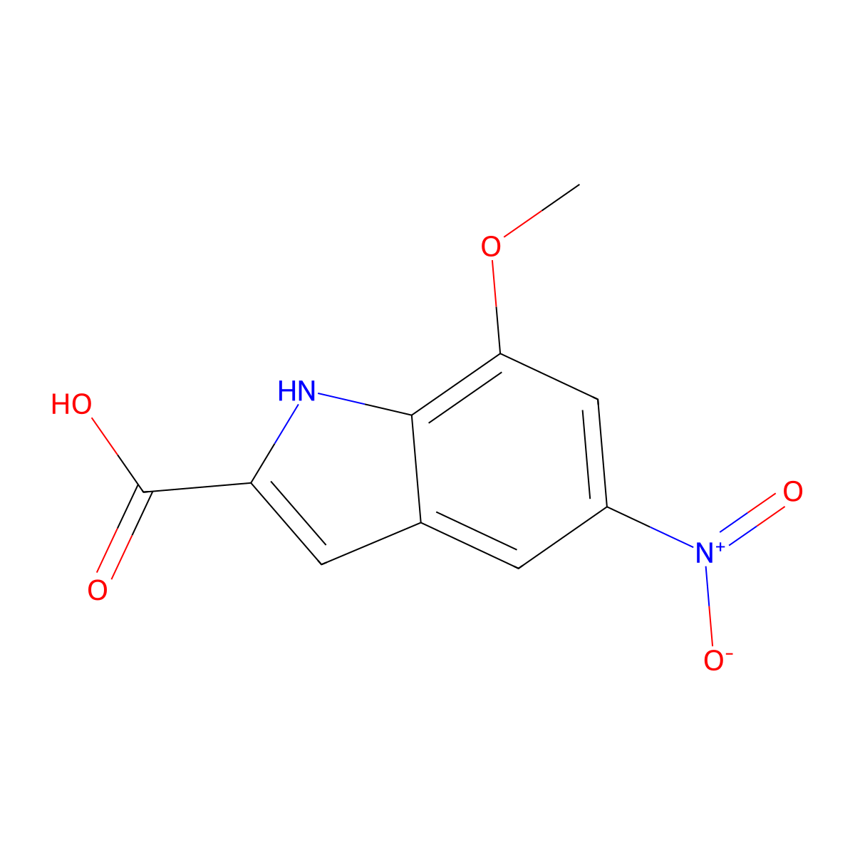 7-methoxy-5-nitro-1H-indole-2-carboxylic acid molecular structure, CAS 1082041-82-4
