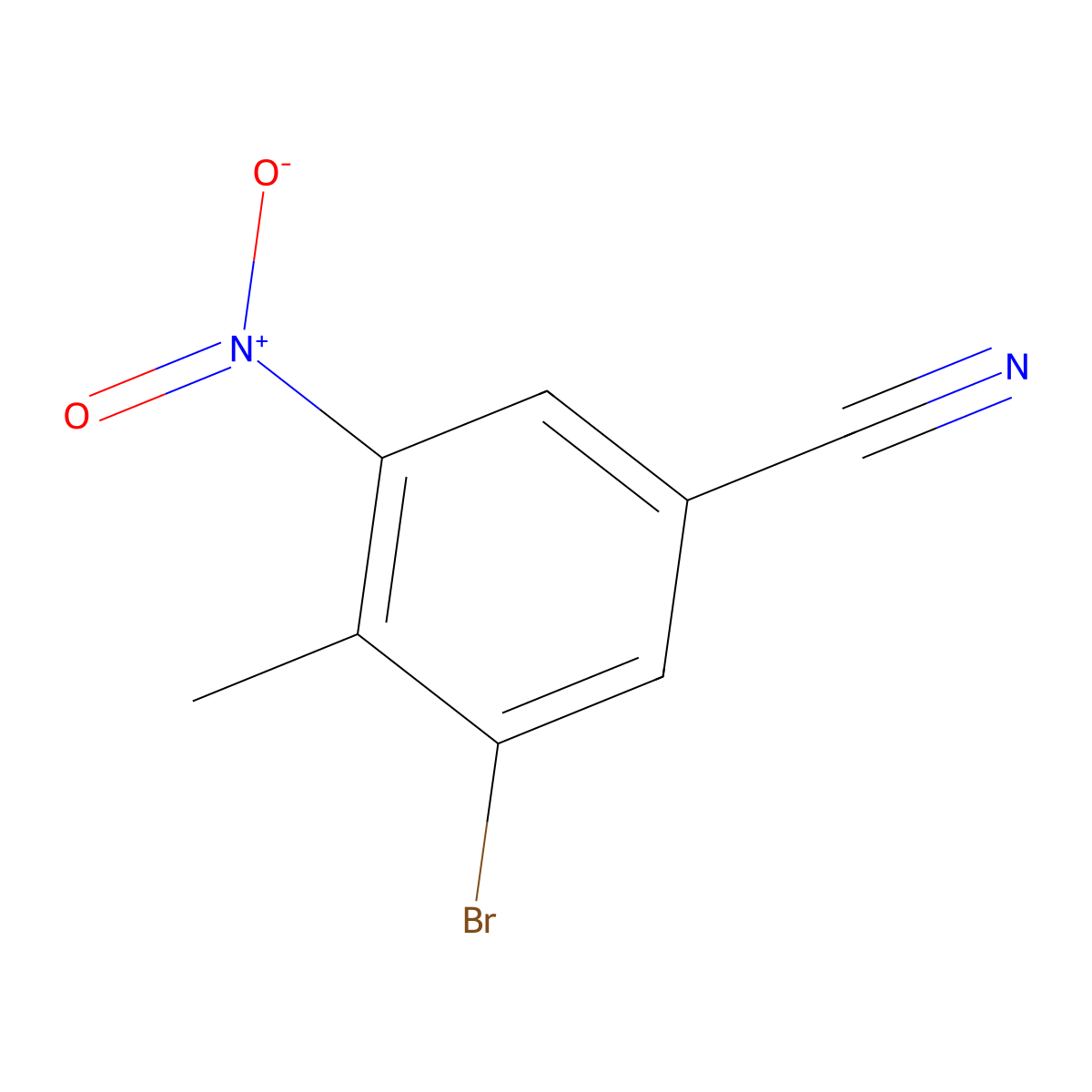 Benzonitrile, 3-bromo-4-methyl-5-nitro- molecular structure, CAS 1082041-95-9