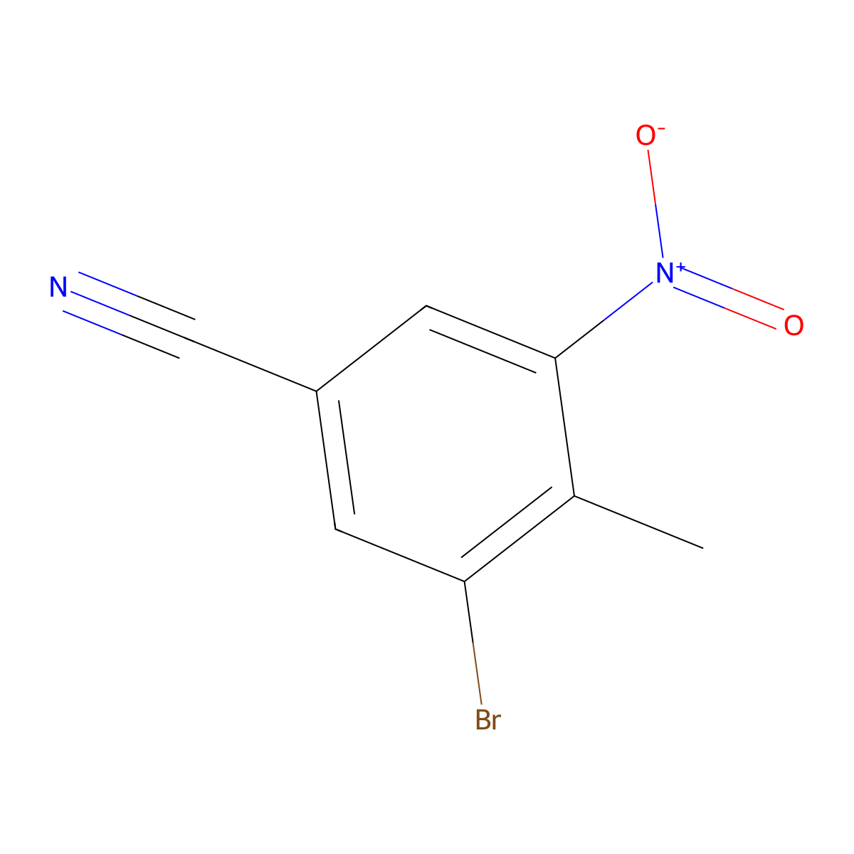 Benzonitrile, 3-bromo-4-methyl-5-nitro- molecular structure, CAS 1082041-95-9