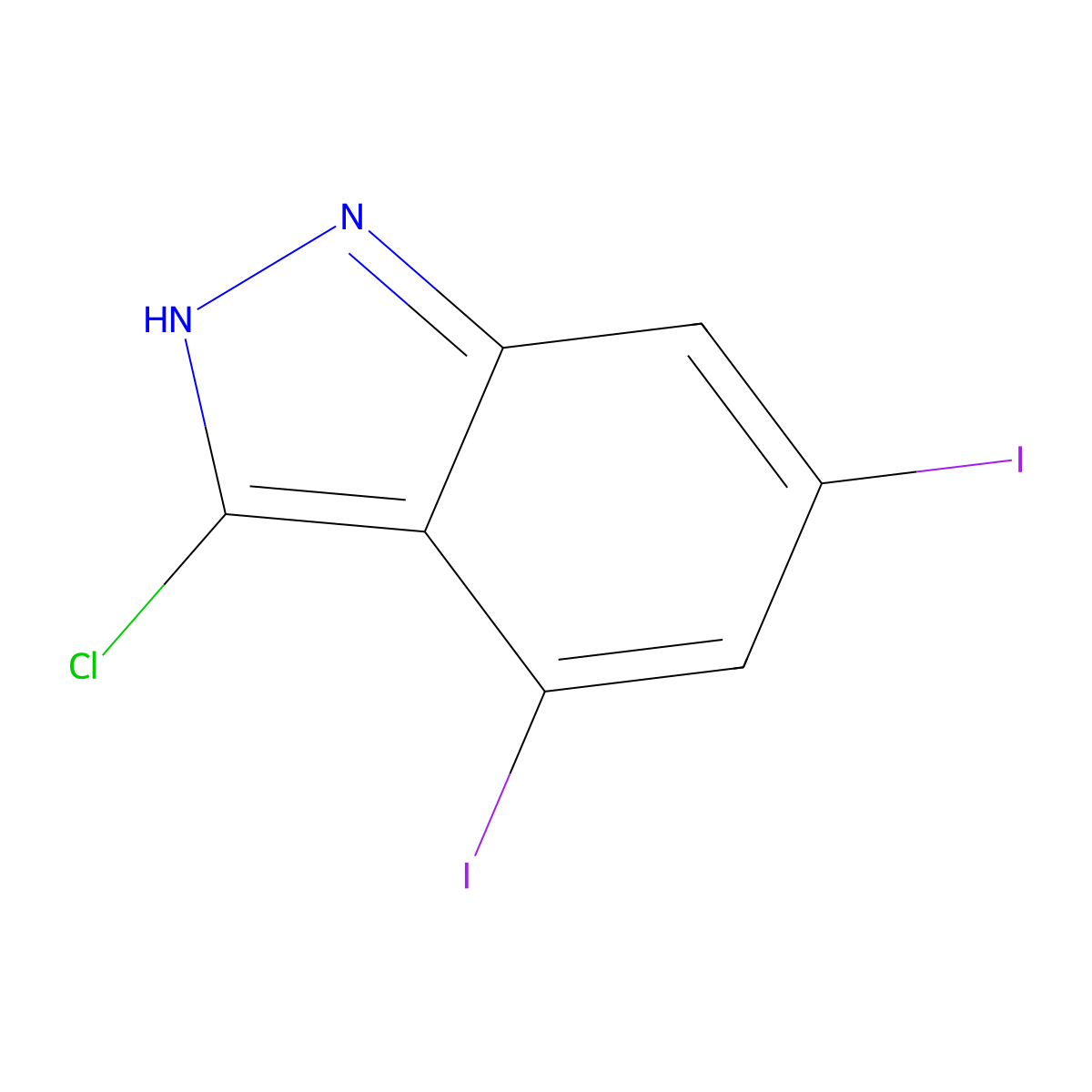 3-Chloro-4,6-diiodo (1H)indazole molecular structure, CAS 1082042-05-4
