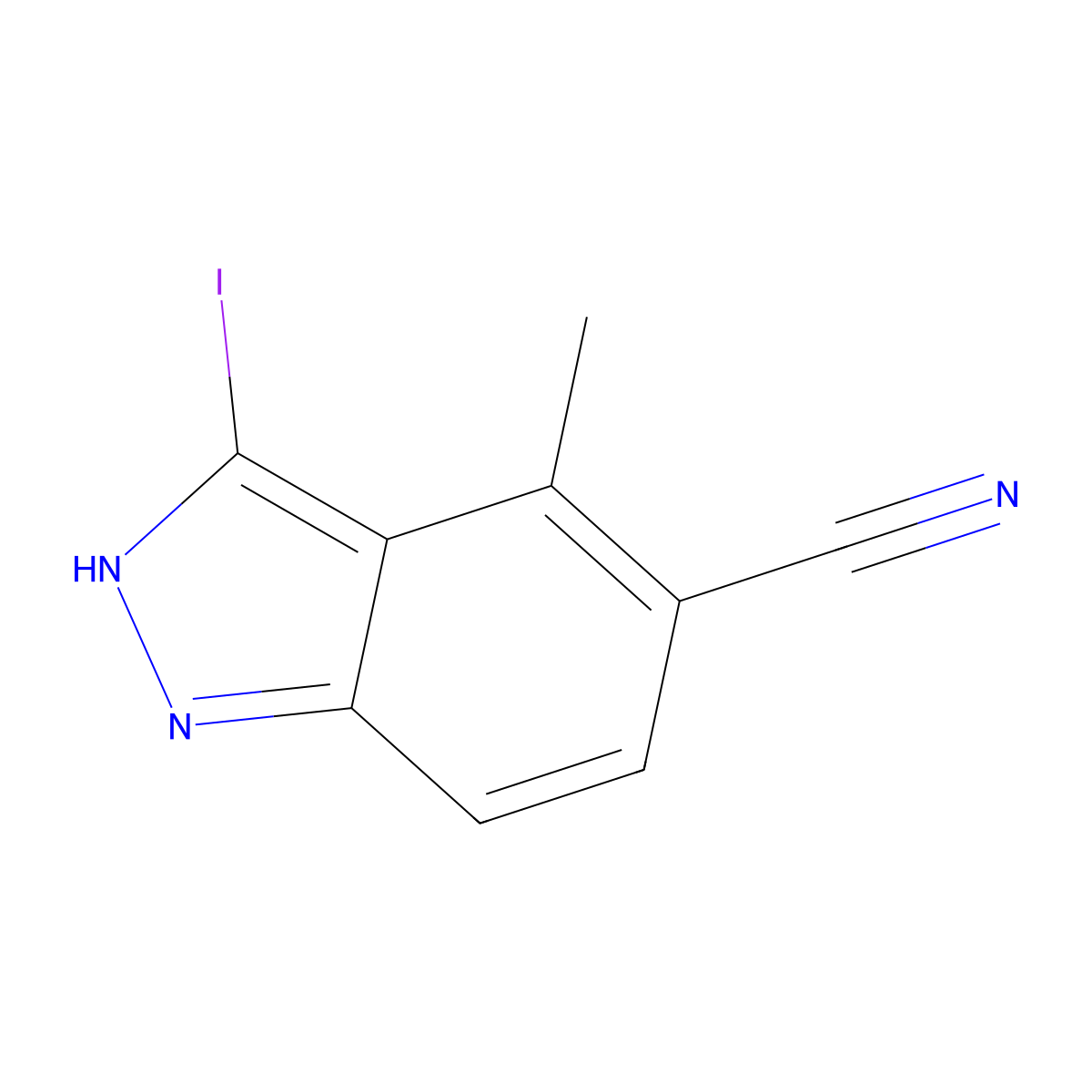 3-iodo-4-methyl-2H-indazole-5-carbonitrile molecular structure, CAS 1082042-13-4