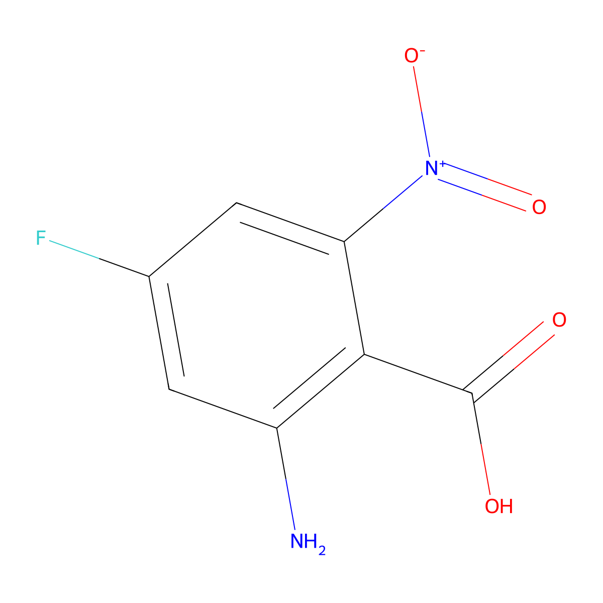 2-Amino-4-fluoro-6-nitrobenzoic acid molecular structure, CAS 1082042-26-9
