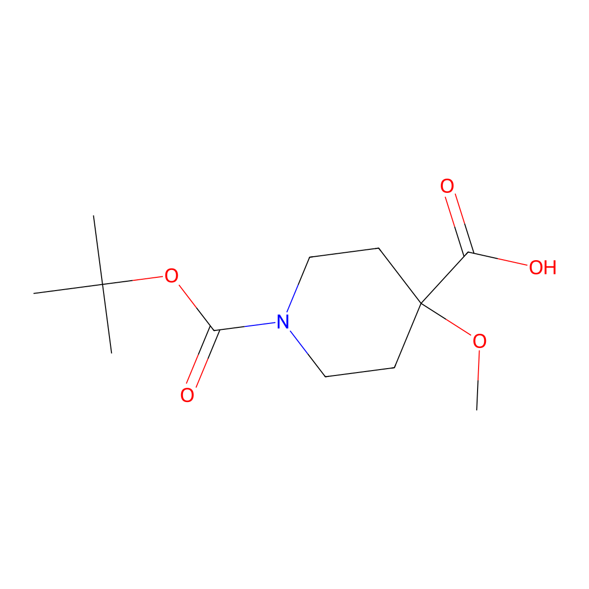 1-[(Tert-butoxy)carbonyl]-4-methoxypiperidine-4-carboxylic acid molecular structure, CAS 1082042-29-2