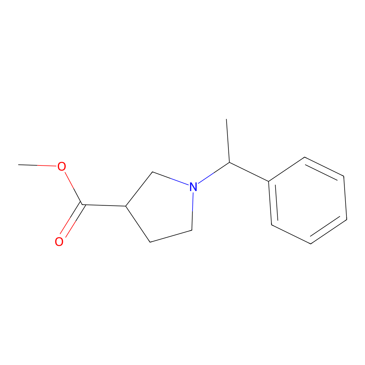(R)-methyl 1-((R)-1-phenylethyl)pyrrolidine-3-carboxylate molecular structure, CAS 1082053-91-5