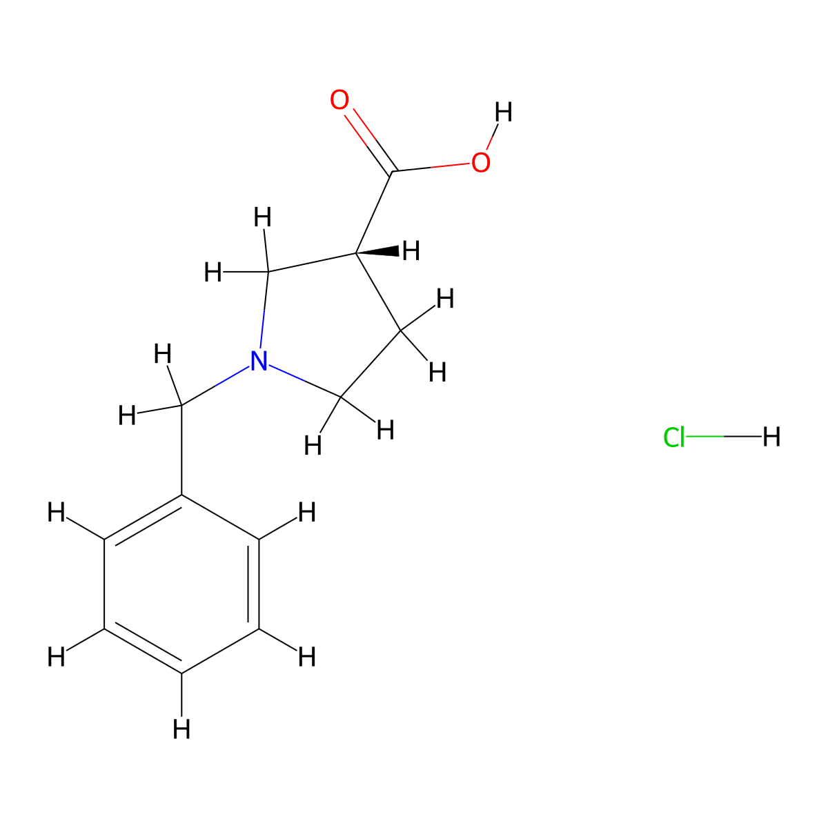 (R)-1-Benzylpyrrolidine-3-carboxylic acid hydrochloride molecular structure, CAS 1082055-65-9