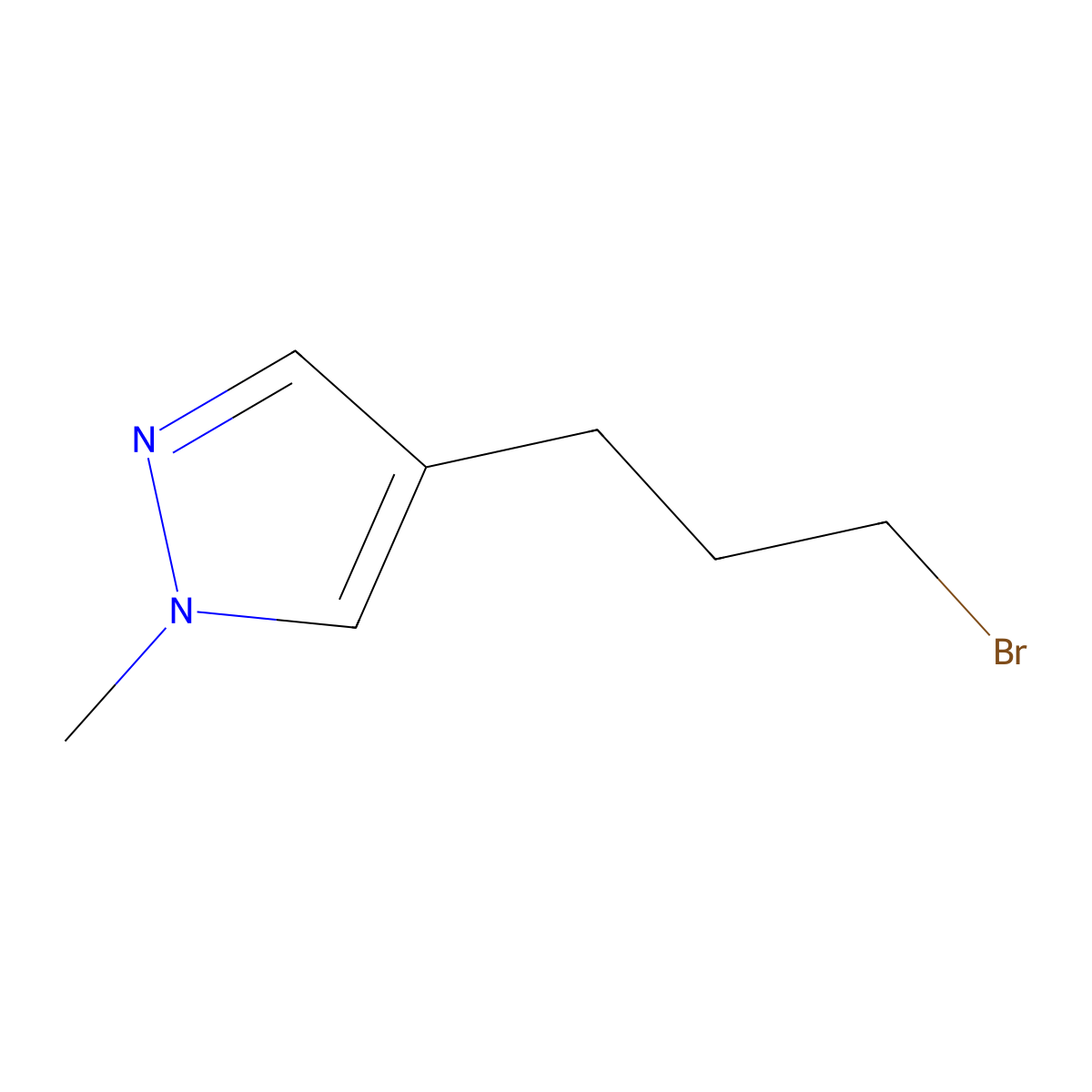 4-(3-bromopropyl)-1-methyl-1H-pyrazole molecular structure, CAS 1082065-79-9