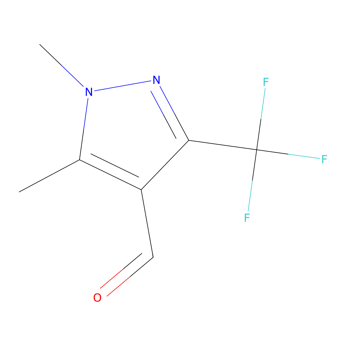 1,5-Dimethyl-3-(trifluoromethyl)-1H-pyrazole-4-carbaldehyde molecular structure, CAS 1082065-80-2