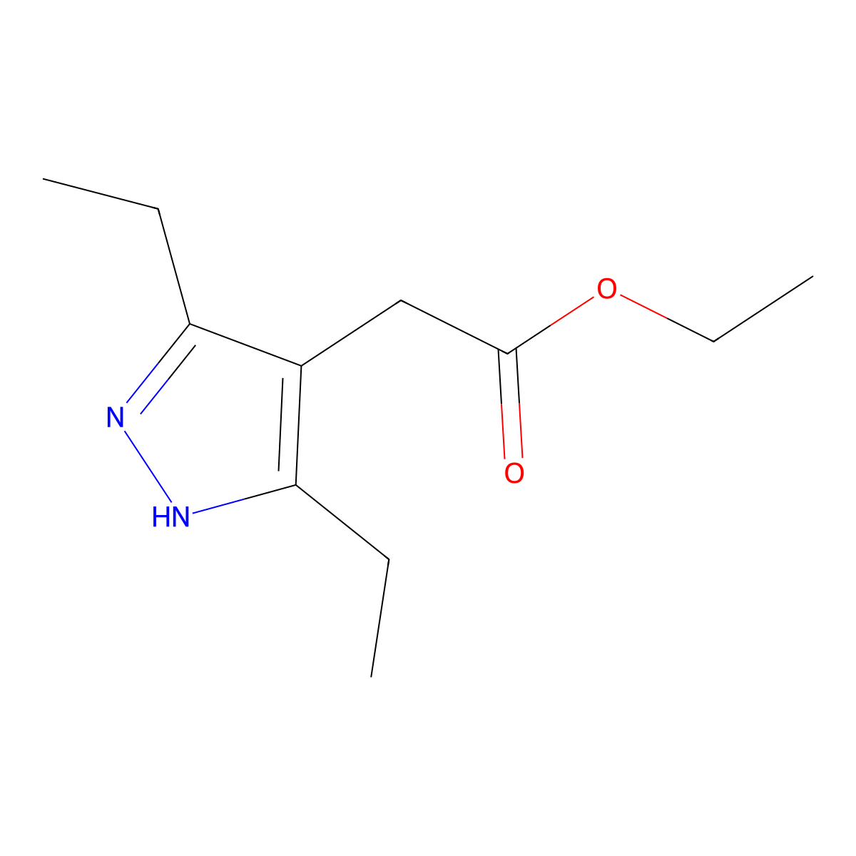 (3,5-diethyl-1H-pyrazol-4-yl)acetic acid ethyl ester molecular structure, CAS 1082065-83-5