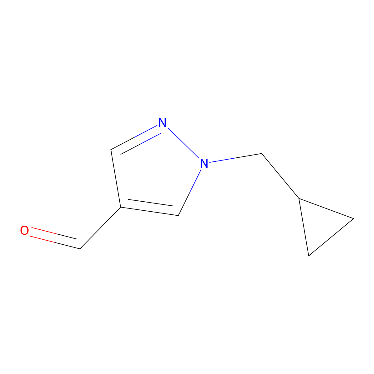1-(Cyclopropylmethyl)-1H-pyrazole-4-carboxaldehyde molecular structure, CAS 1082065-99-3