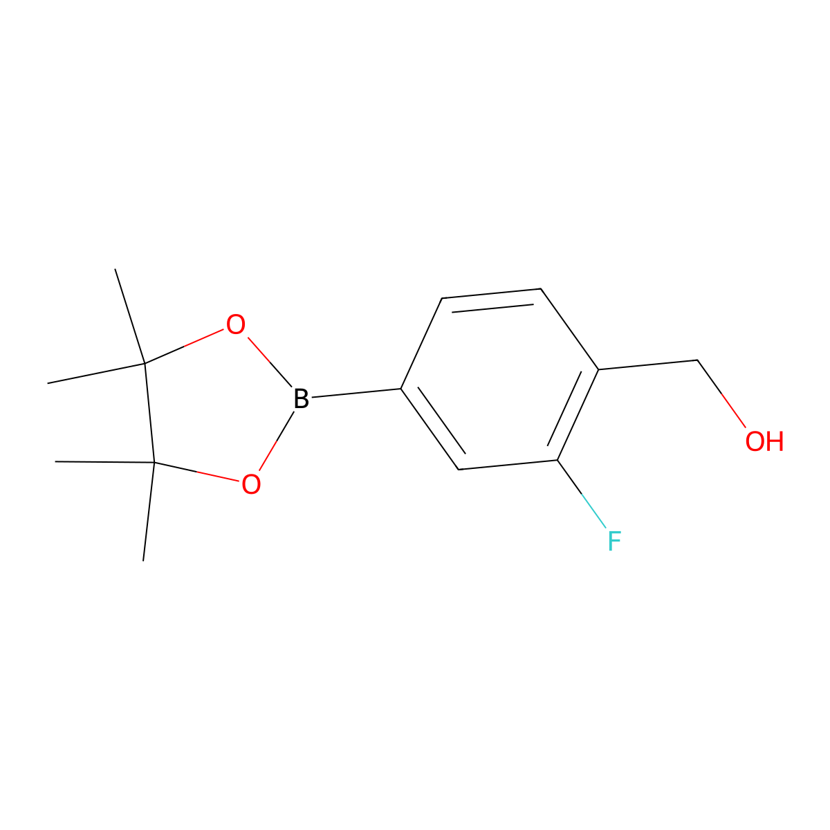 (2-Fluoro-4-(4,4,5,5-tetramethyl-1,3,2-dioxaborolan-2-yl)phenyl)methanol molecular structure, CAS 1082066-29-2