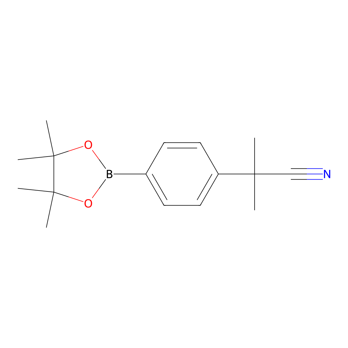 alpha,alpha-Dimethyl-4-(4,4,5,5-tetramethyl-1,3,2-dioxaborolan-2-yl)benzeneacetonitrile molecular structure, CAS 1082066-30-5