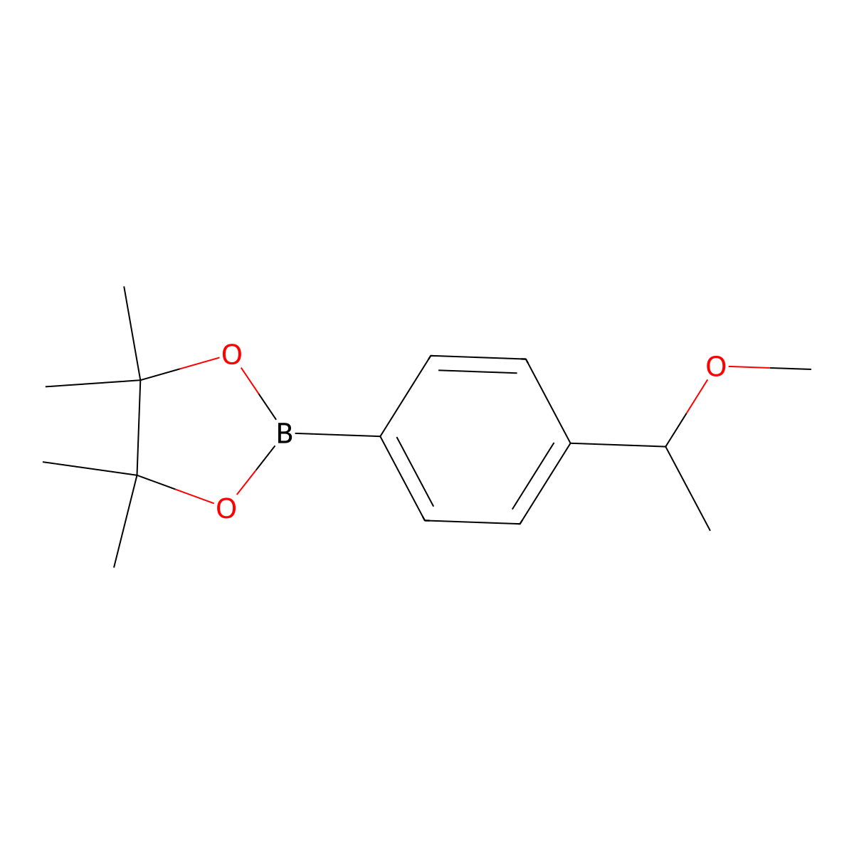2-(4-(1-Methoxyethyl)phenyl)-4,4,5,5-tetramethyl-1,3,2-dioxaborolane molecular structure, CAS 1082066-31-6