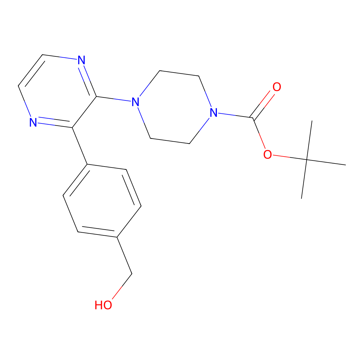tert-Butyl 4-{3-[4-(hydroxymethyl)phenyl]pyrazin-2-yl}piperazine-1-carboxylate molecular structure, CAS 1082066-34-9