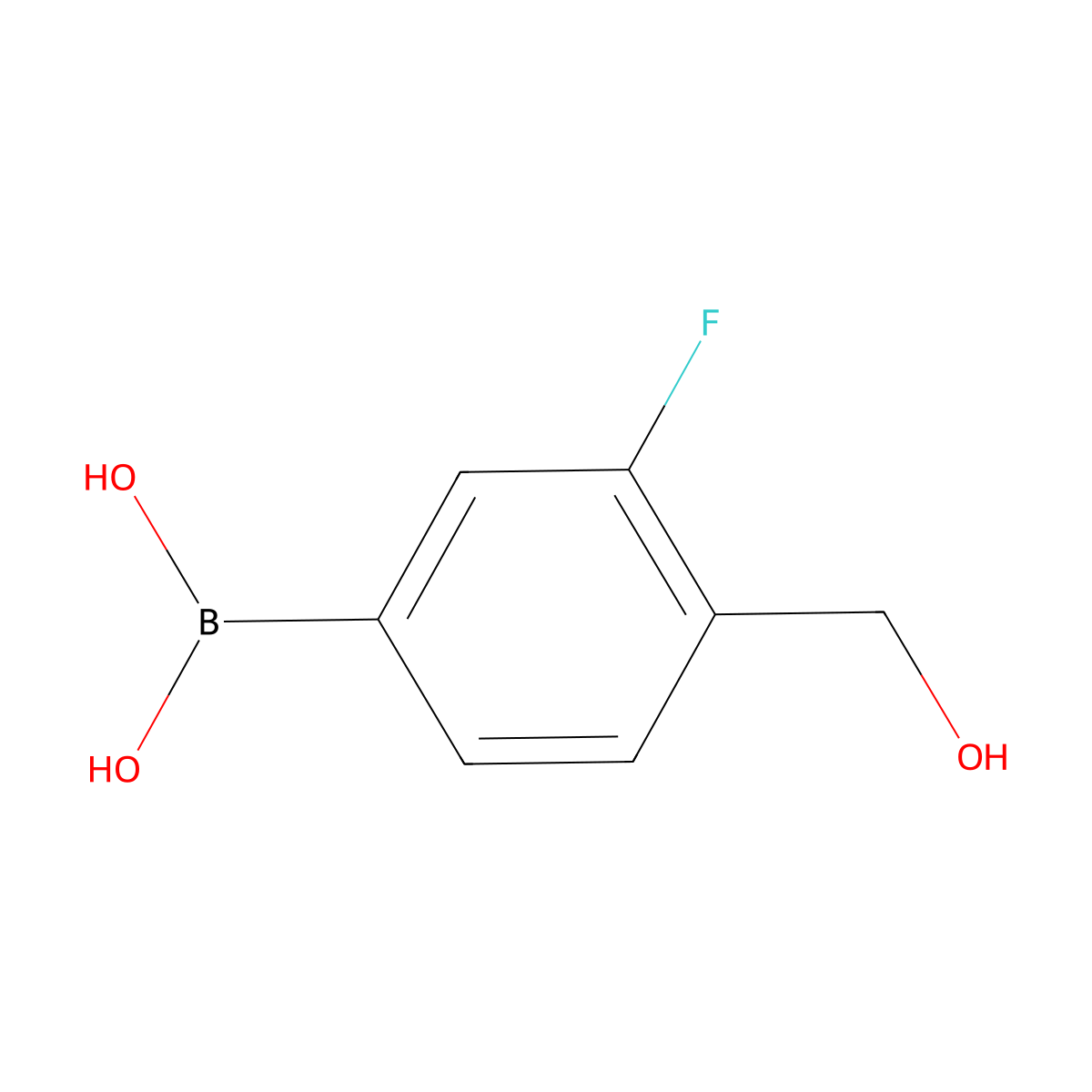 (3-Fluoro-4-(hydroxymethyl)phenyl)boronic acid molecular structure, CAS 1082066-52-1