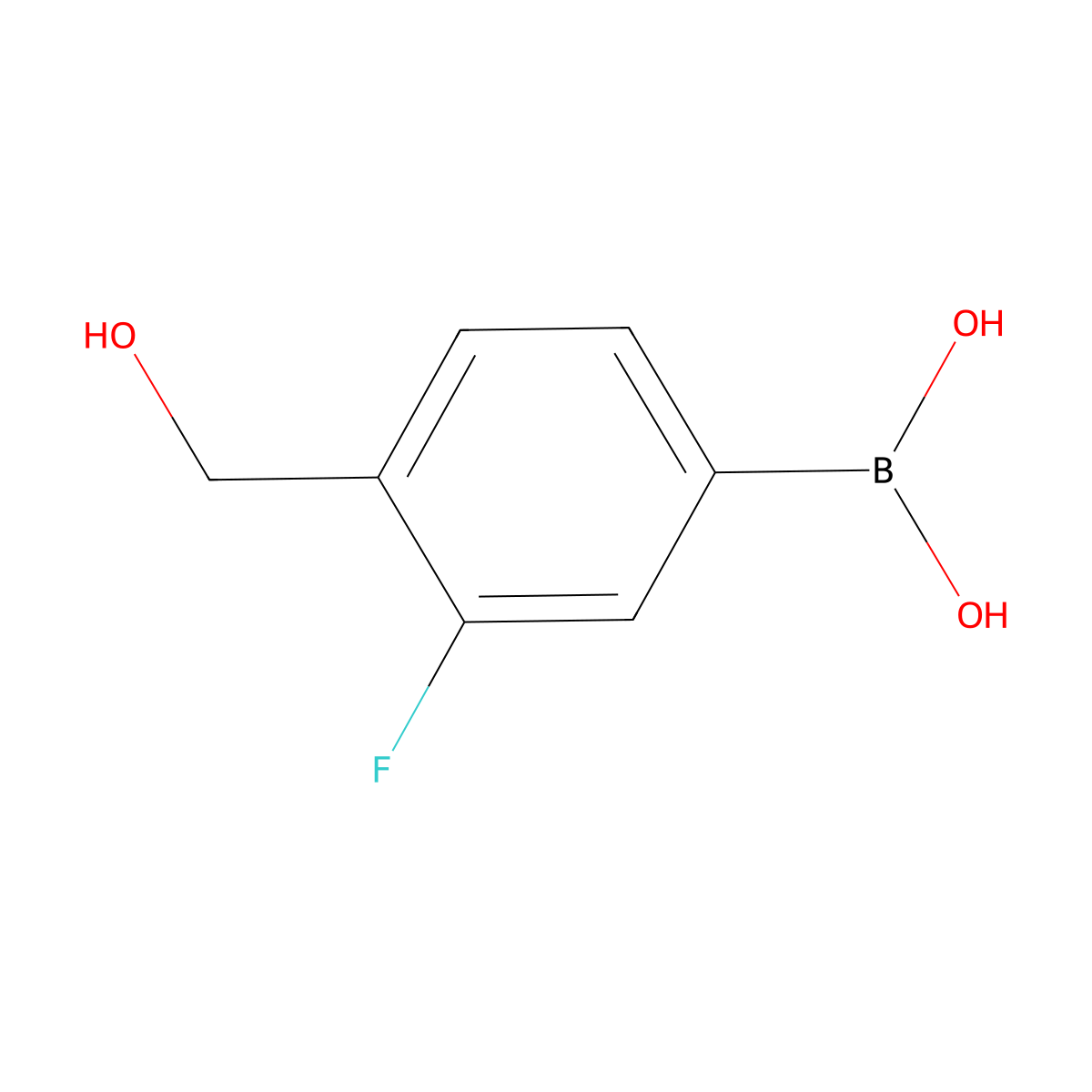 (3-Fluoro-4-(hydroxymethyl)phenyl)boronic acid molecular structure, CAS 1082066-52-1