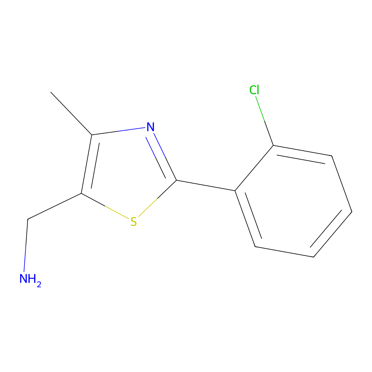 {[2-(2-Chlorophenyl)-4-methyl-1,3-thiazol-5-yl]methyl}amine molecular structure, CAS 1082119-61-6