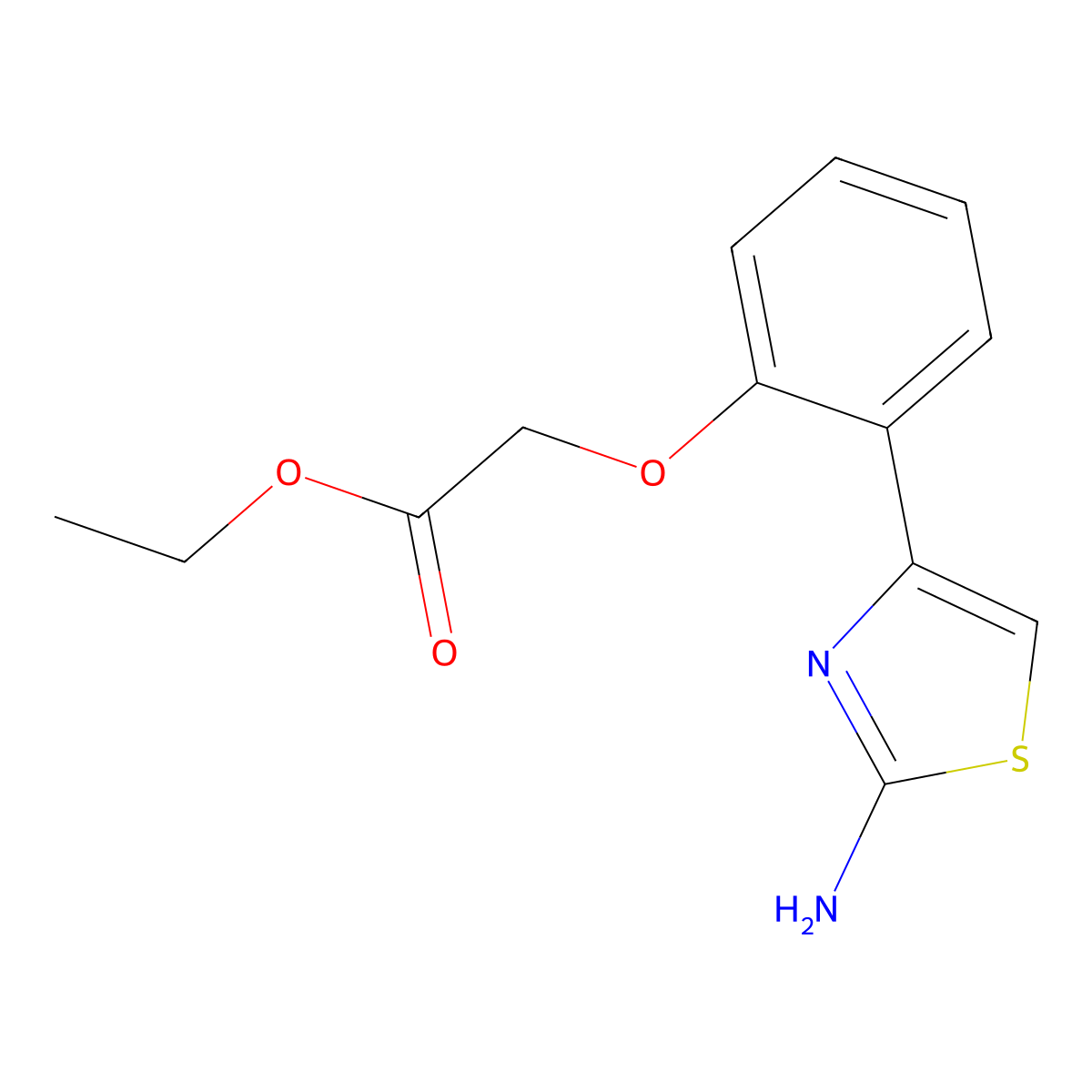 Ethyl 2-(2-(2-aminothiazol-4-yl)phenoxy)acetate molecular structure, CAS 1082129-47-2