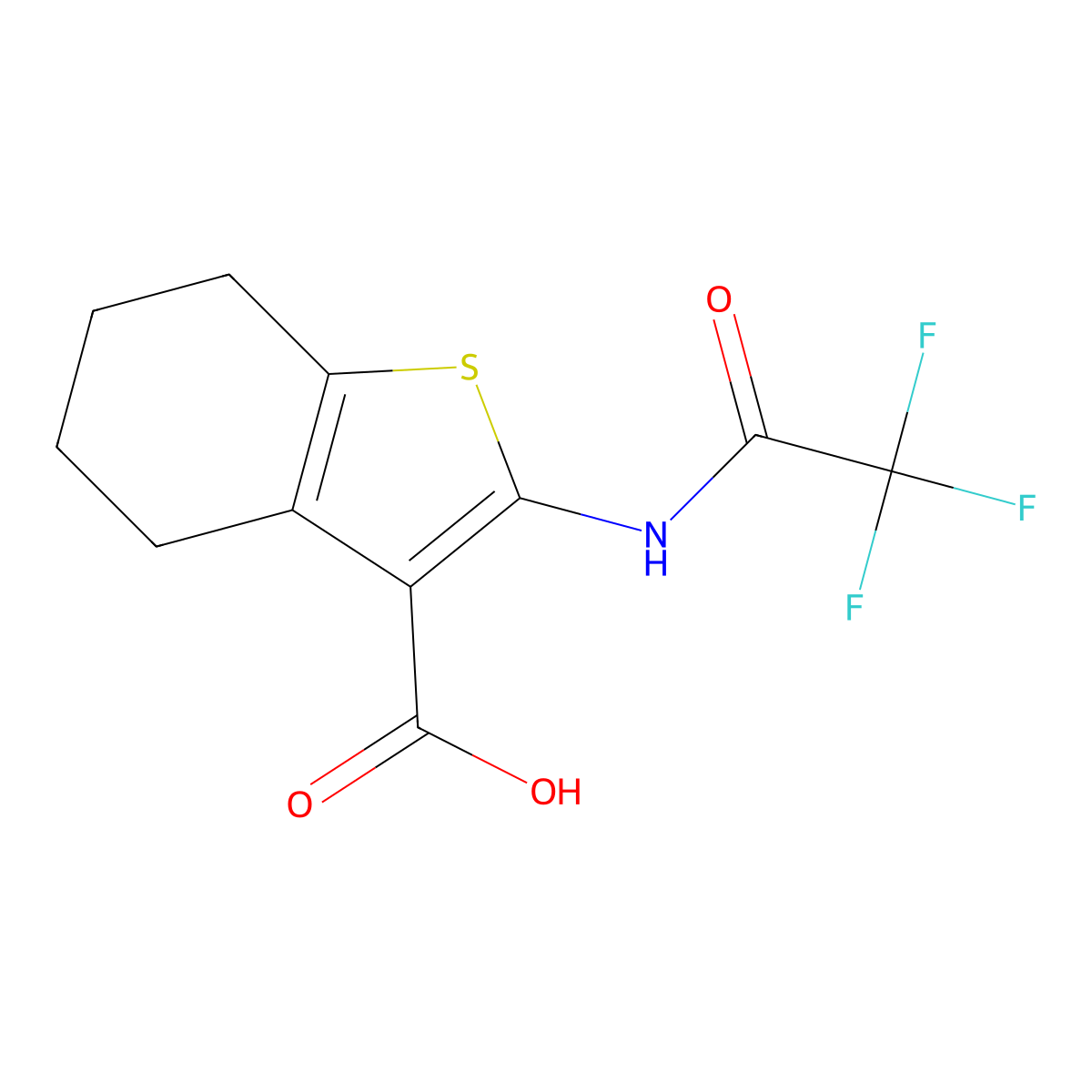 2-(Trifluoroacetamido)-4,5,6,7-tetrahydro-1-benzothiophene-3-carboxylic acid molecular structure, CAS 1082133-75-2
