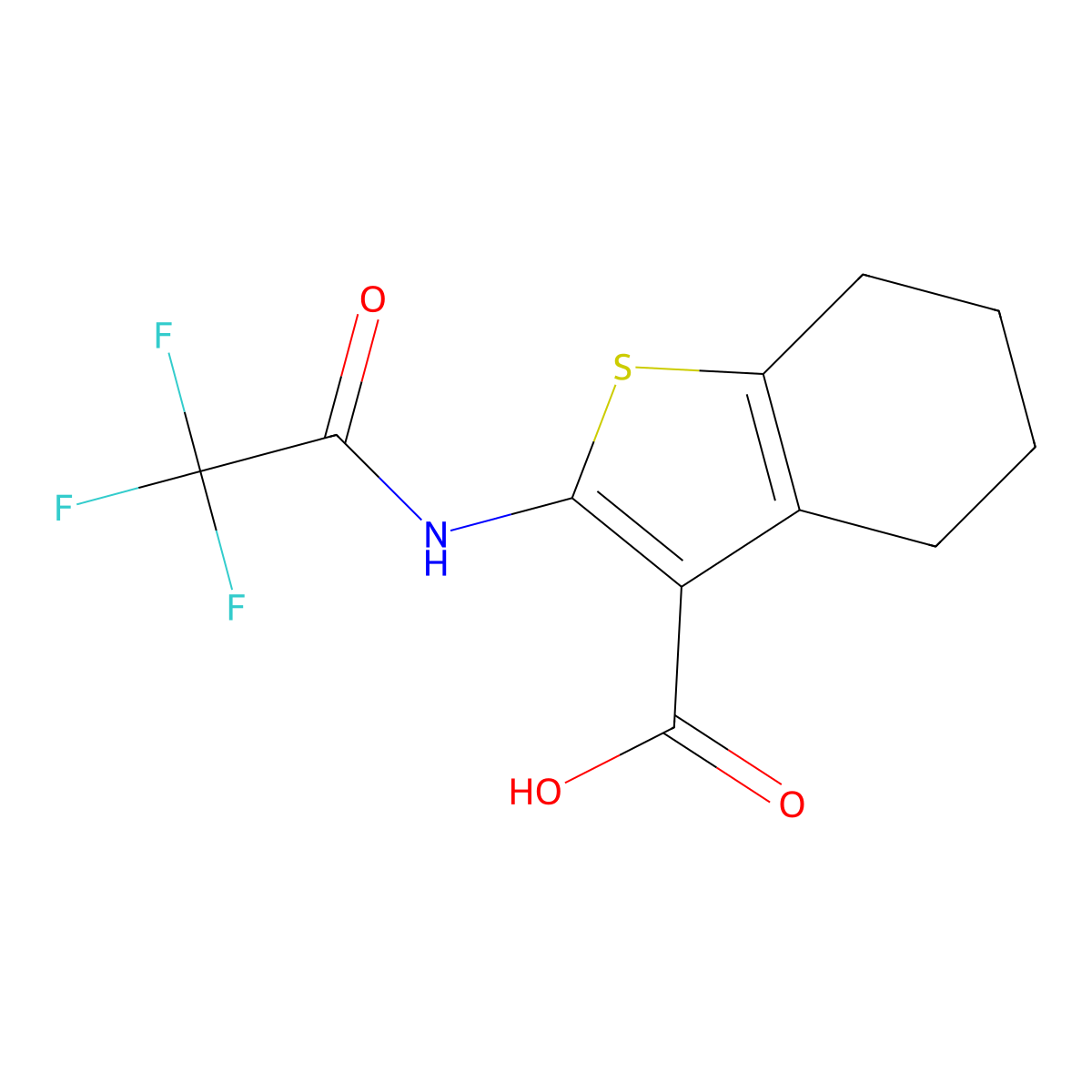 2-(Trifluoroacetamido)-4,5,6,7-tetrahydro-1-benzothiophene-3-carboxylic acid molecular structure, CAS 1082133-75-2