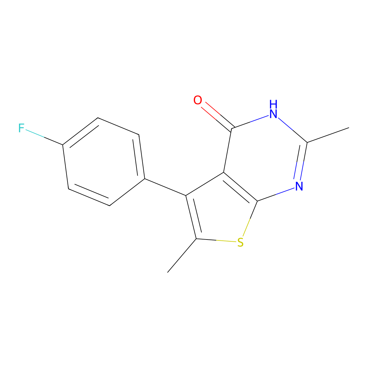 5-(4-fluorophenyl)-2,6-dimethyl-3H,4H-thieno[2,3-d]pyrimidin-4-one molecular structure, CAS 1082134-03-9