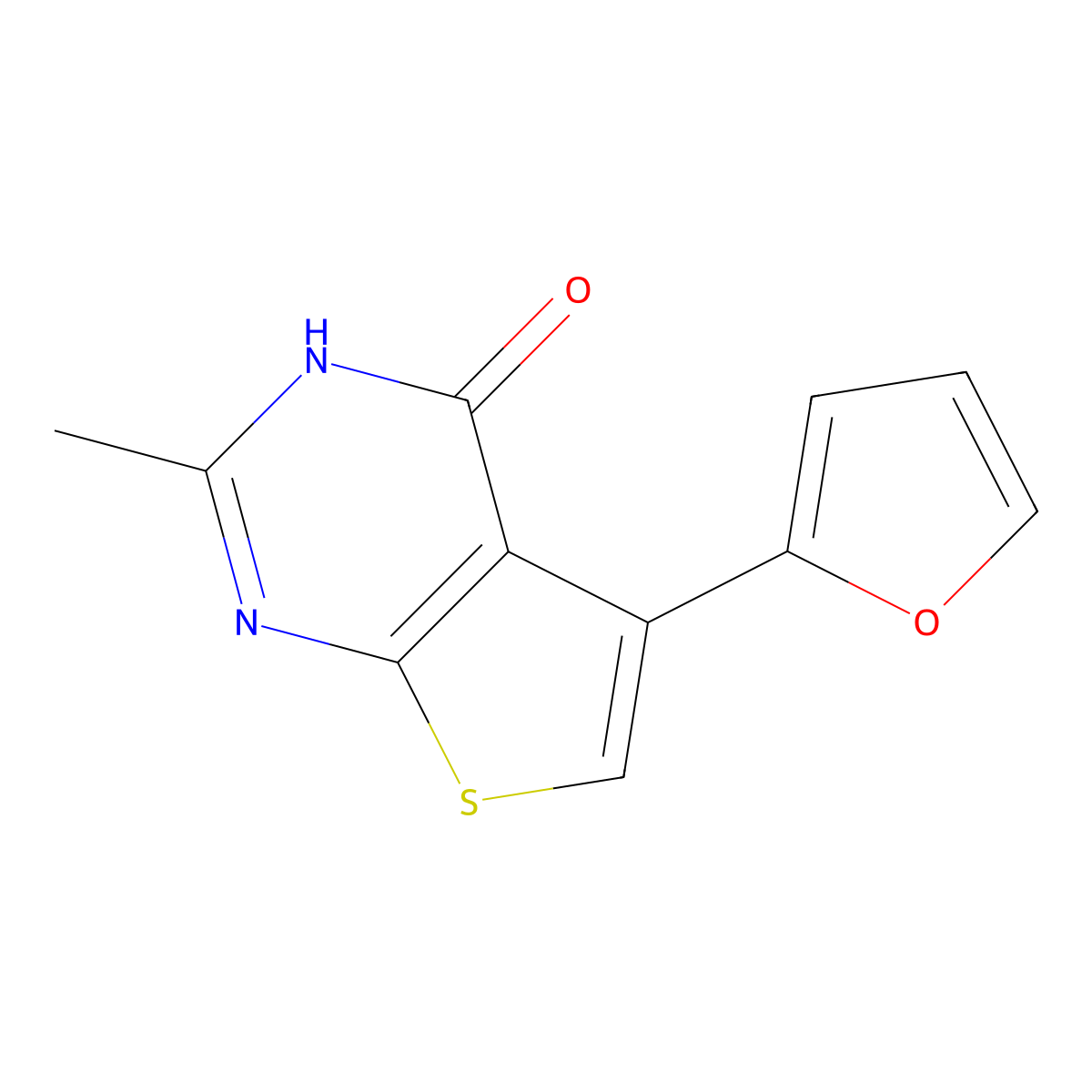 5-(2-furyl)-2-methylthieno[2,3-d]pyrimidin-4(3H)-one molecular structure, CAS 1082134-24-4