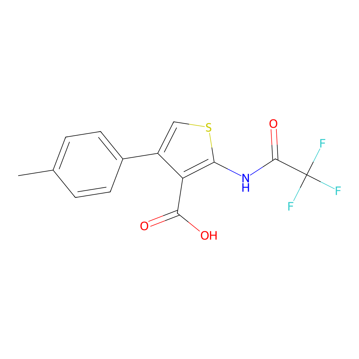 4-(4-Methylphenyl)-2-(trifluoroacetamido)thiophene-3-carboxylic acid molecular structure, CAS 1082135-48-5