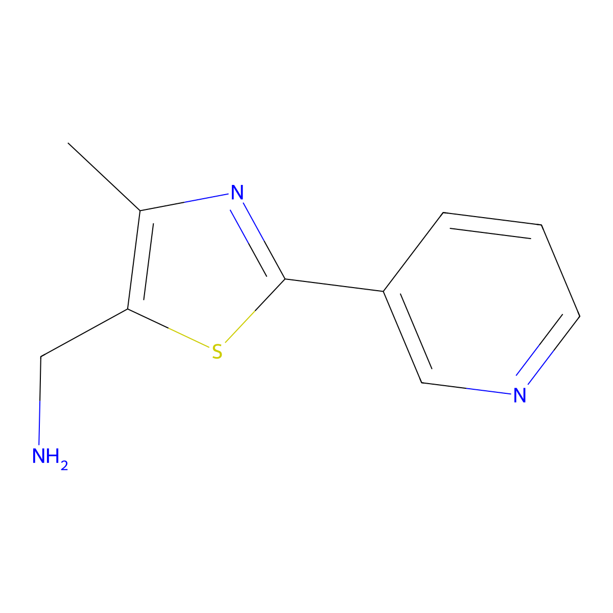 1-[4-Methyl-2-(pyridin-3-yl)-1,3-thiazol-5-yl]methanamine molecular structure, CAS 1082141-24-9