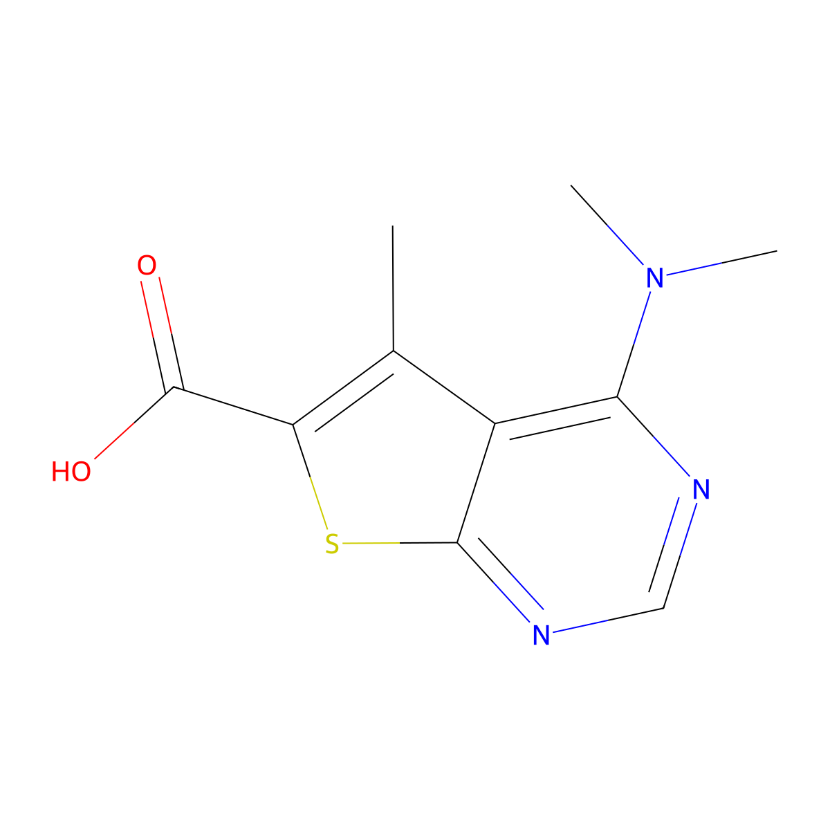 4-(Dimethylamino)-5-methylthieno[2,3-d]pyrimidine-6-carboxylic acid molecular structure, CAS 1082147-20-3