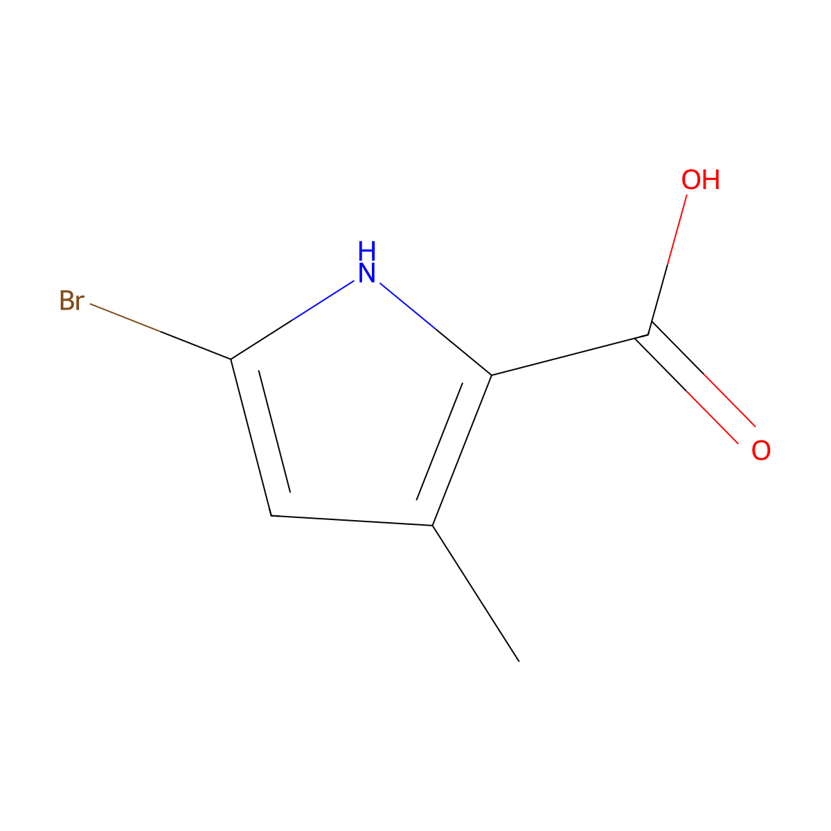 5-bromo-3-methyl-1H-pyrrole-2-carboxylic acid molecular structure, CAS 1082159-67-8