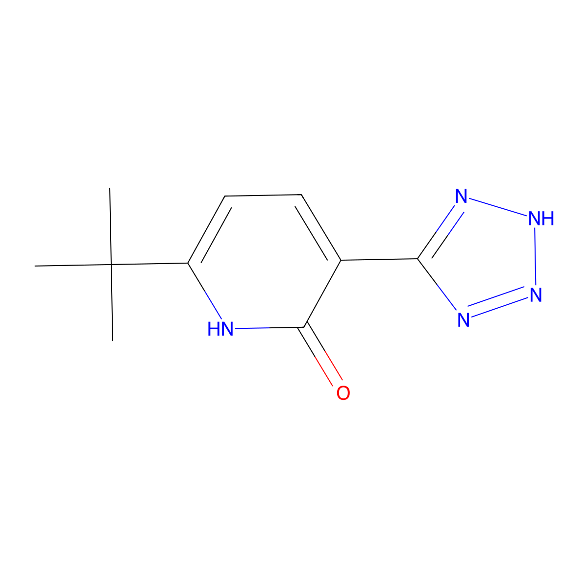 6-tert-Butyl-3-(1H-1,2,3,4-tetrazol-5-yl)-1,2-dihydropyridin-2-one molecular structure, CAS 1082159-82-7