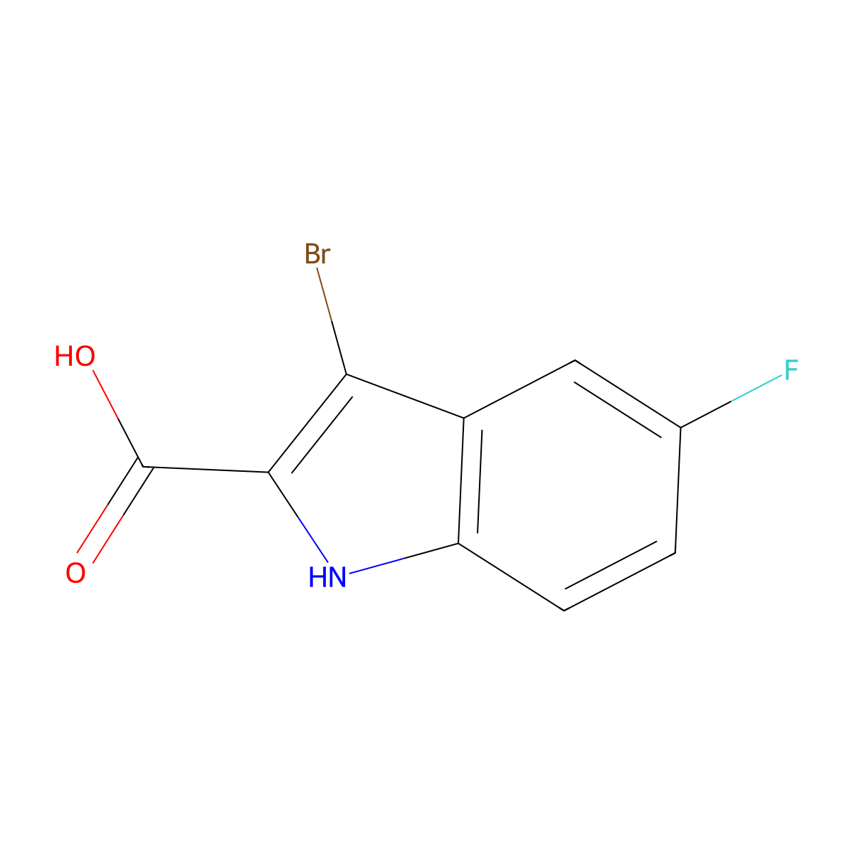 3-bromo-5-fluoro-1H-indole-2-carboxylic acid molecular structure, CAS 1082160-27-7