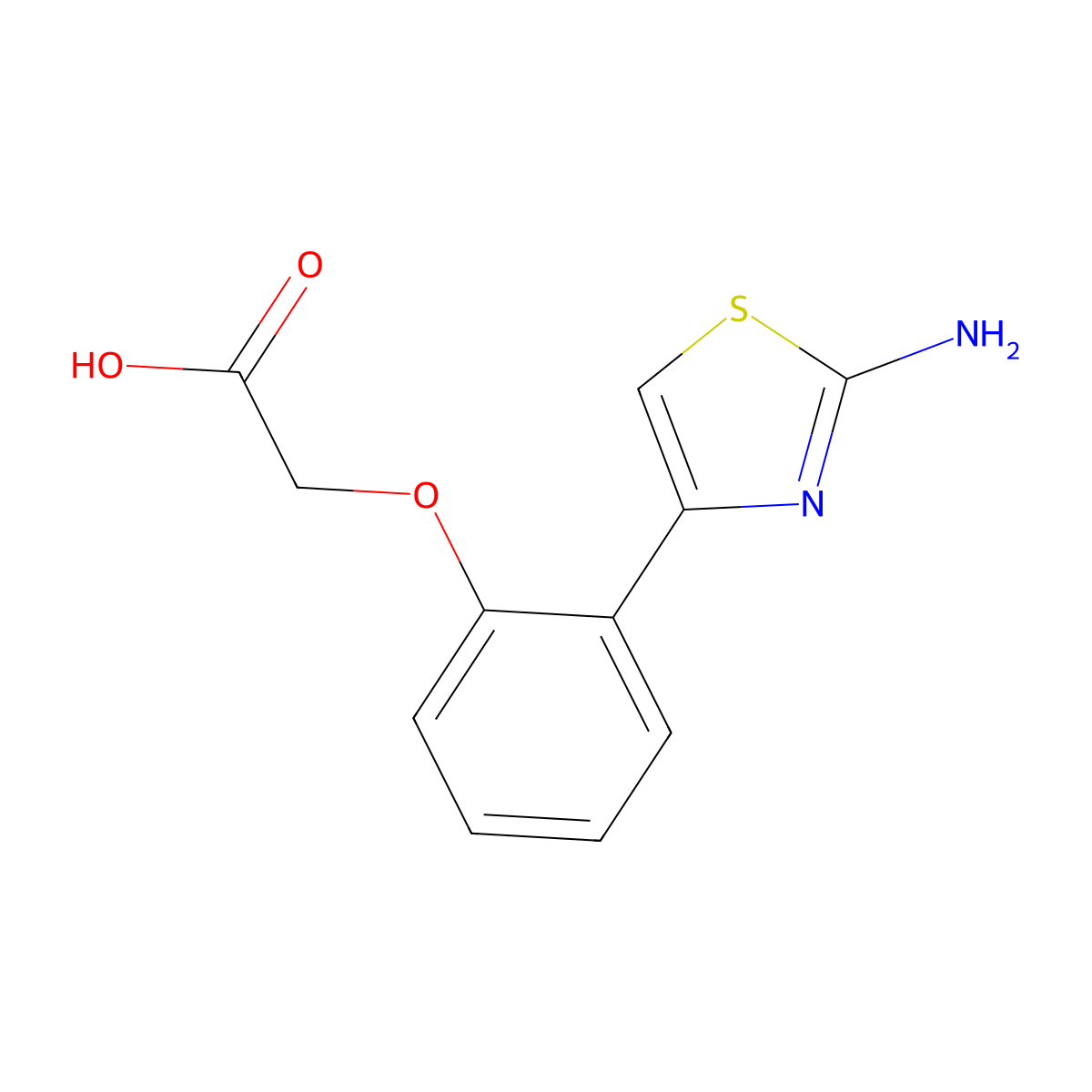 2-(2-(2-Aminothiazol-4-yl)phenoxy)acetic acid molecular structure, CAS 1082166-40-2