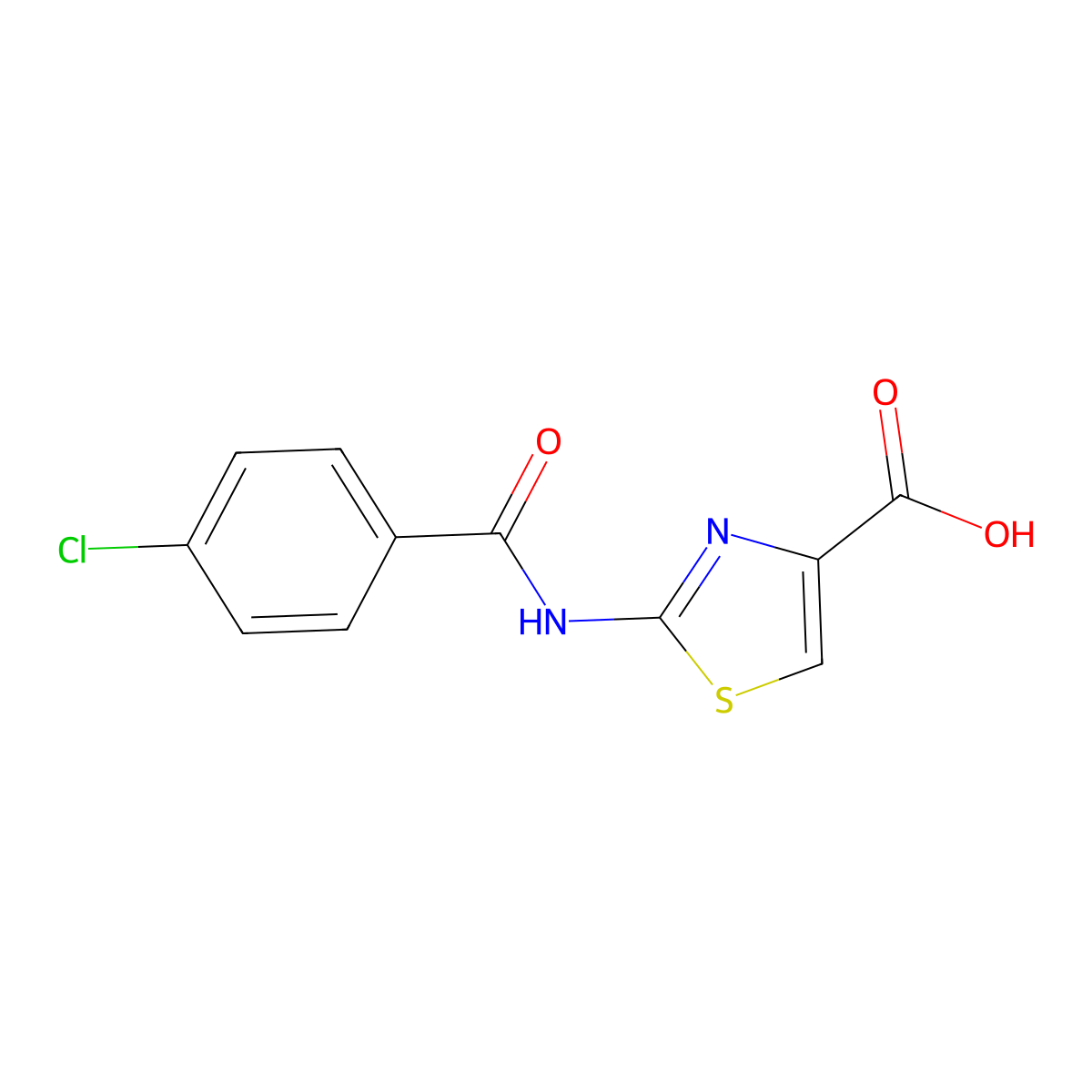 2-[(4-Chlorobenzoyl)amino]-1,3-thiazole-4-carboxylic acid molecular structure, CAS 1082168-15-7