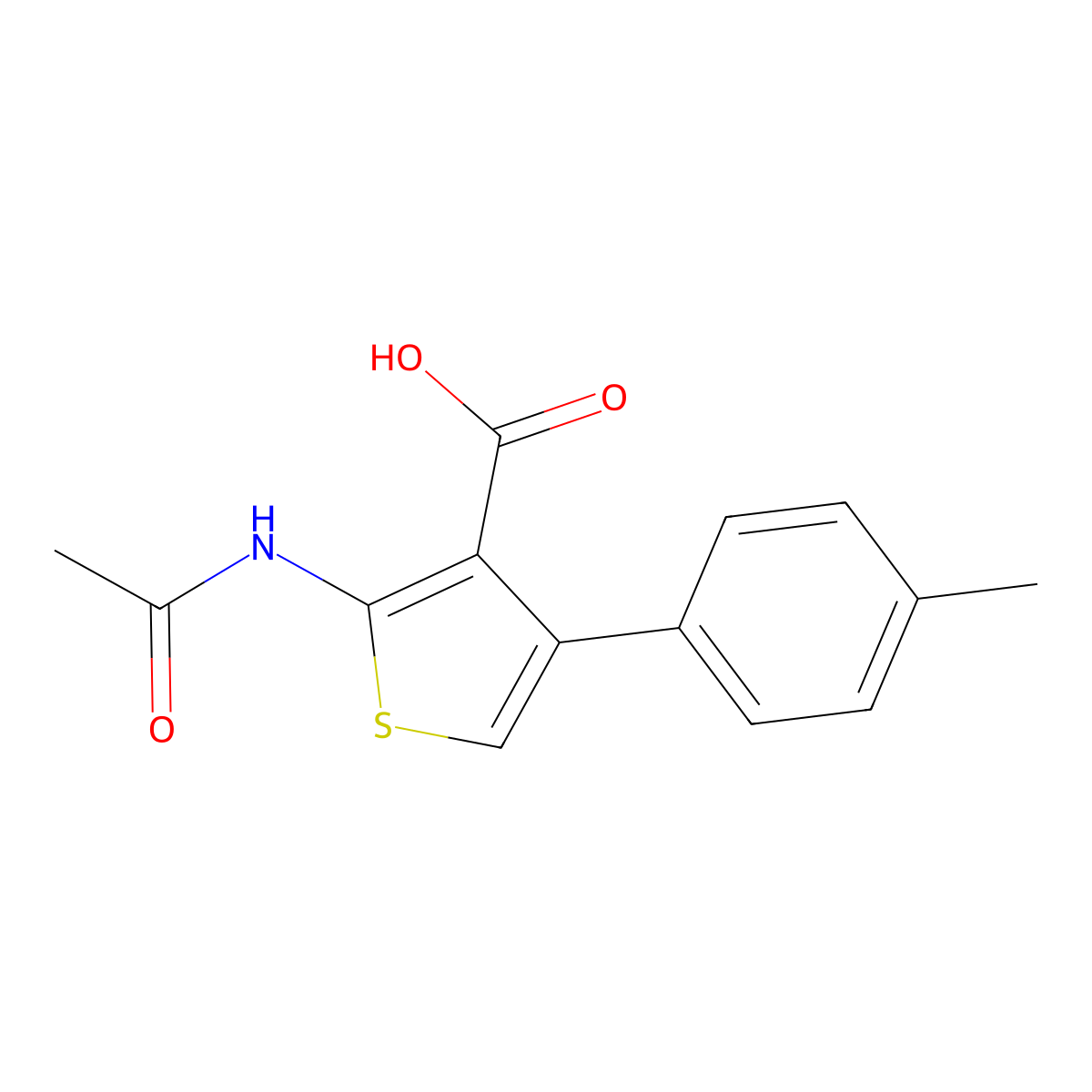 2-Acetamido-4-(4-methylphenyl)thiophene-3-carboxylic acid molecular structure, CAS 1082175-00-5