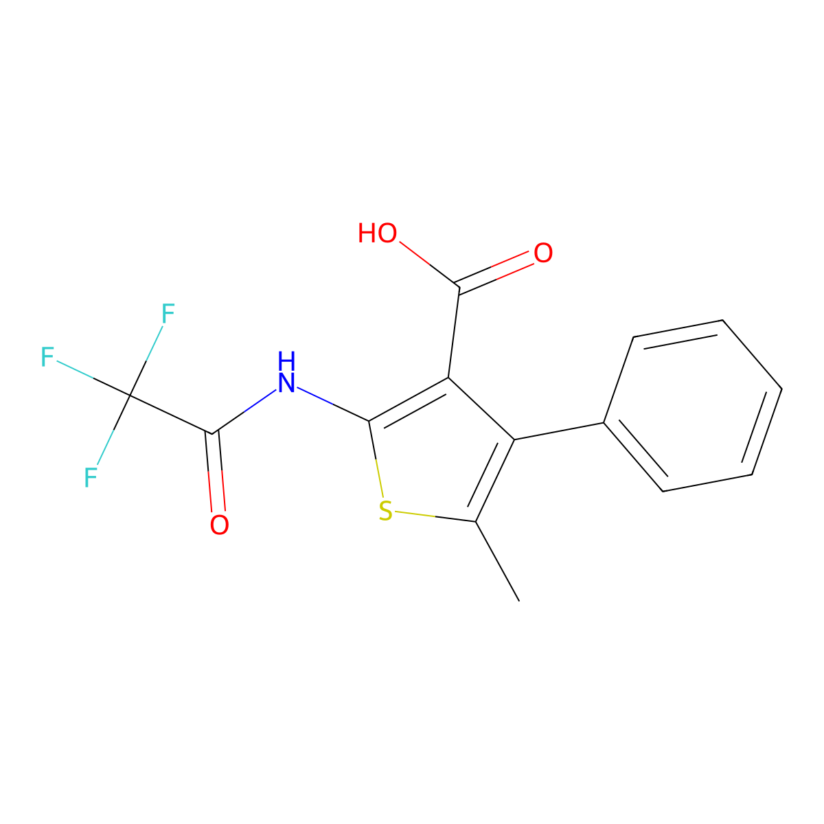 5-Methyl-4-phenyl-2-(trifluoroacetamido)thiophene-3-carboxylic acid molecular structure, CAS 1082176-21-3