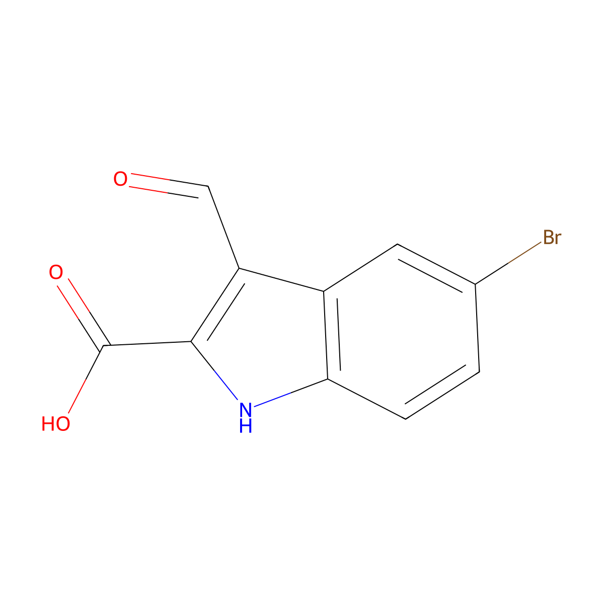 5-bromo-3-formyl-1H-indole-2-carboxylic acid molecular structure, CAS 1082193-05-2