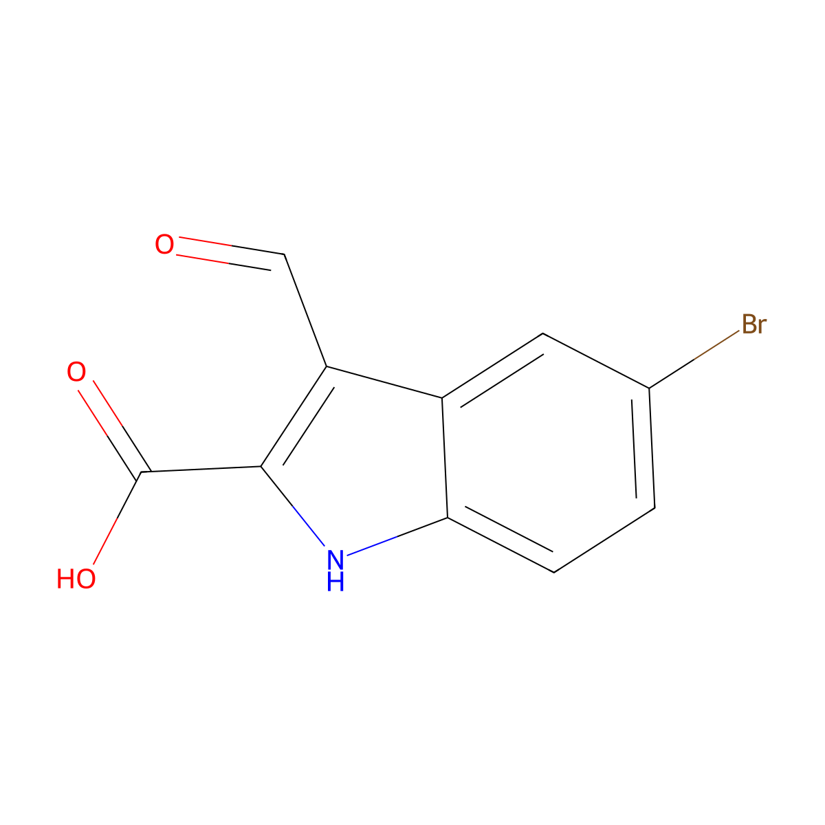 5-bromo-3-formyl-1H-indole-2-carboxylic acid molecular structure, CAS 1082193-05-2