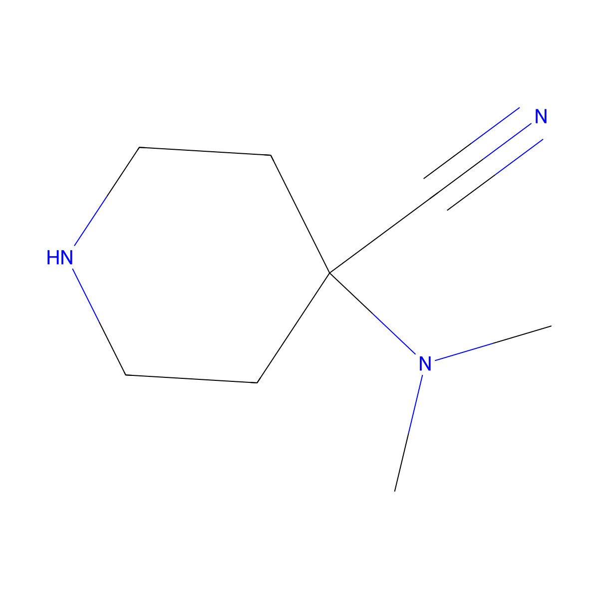 4-(Dimethylamino)piperidine-4-carbonitrile molecular structure, CAS 1082240-13-8