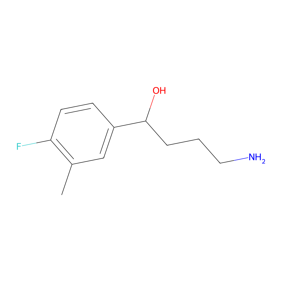 4-Amino-1-(4-fluoro-3-methylphenyl)butan-1-ol molecular structure, CAS 1082242-09-8
