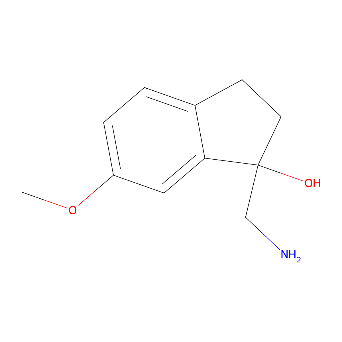 1-(Aminomethyl)-2,3-dihydro-6-methoxy-1H-inden-1-ol molecular structure, CAS 1082268-38-9