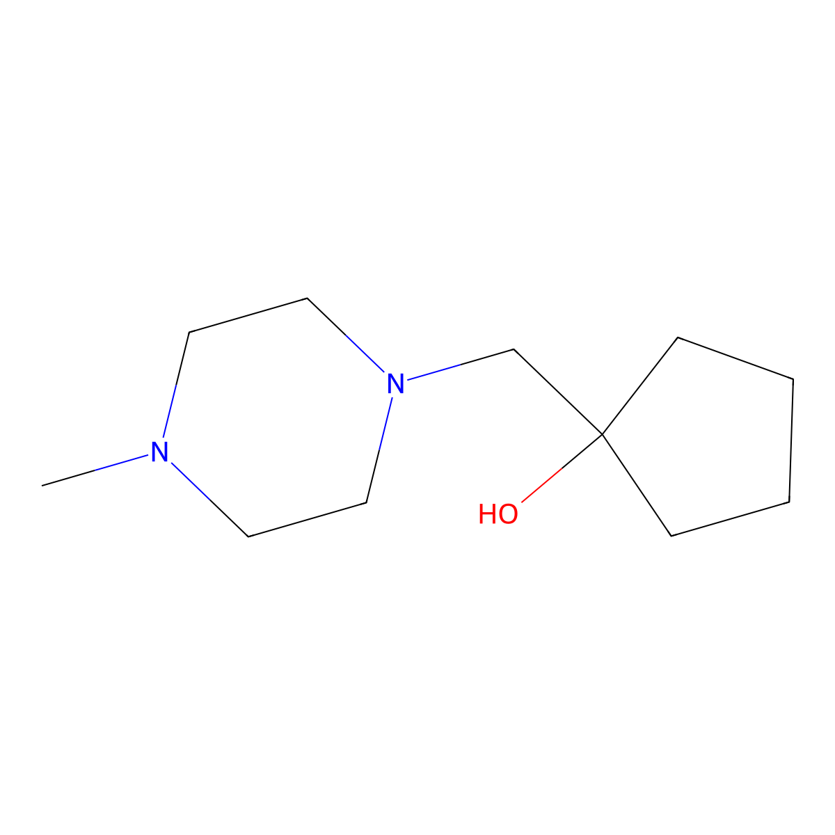 1-[(4-Methylpiperazin-1-yl)methyl]cyclopentan-1-ol molecular structure, CAS 1082268-62-9