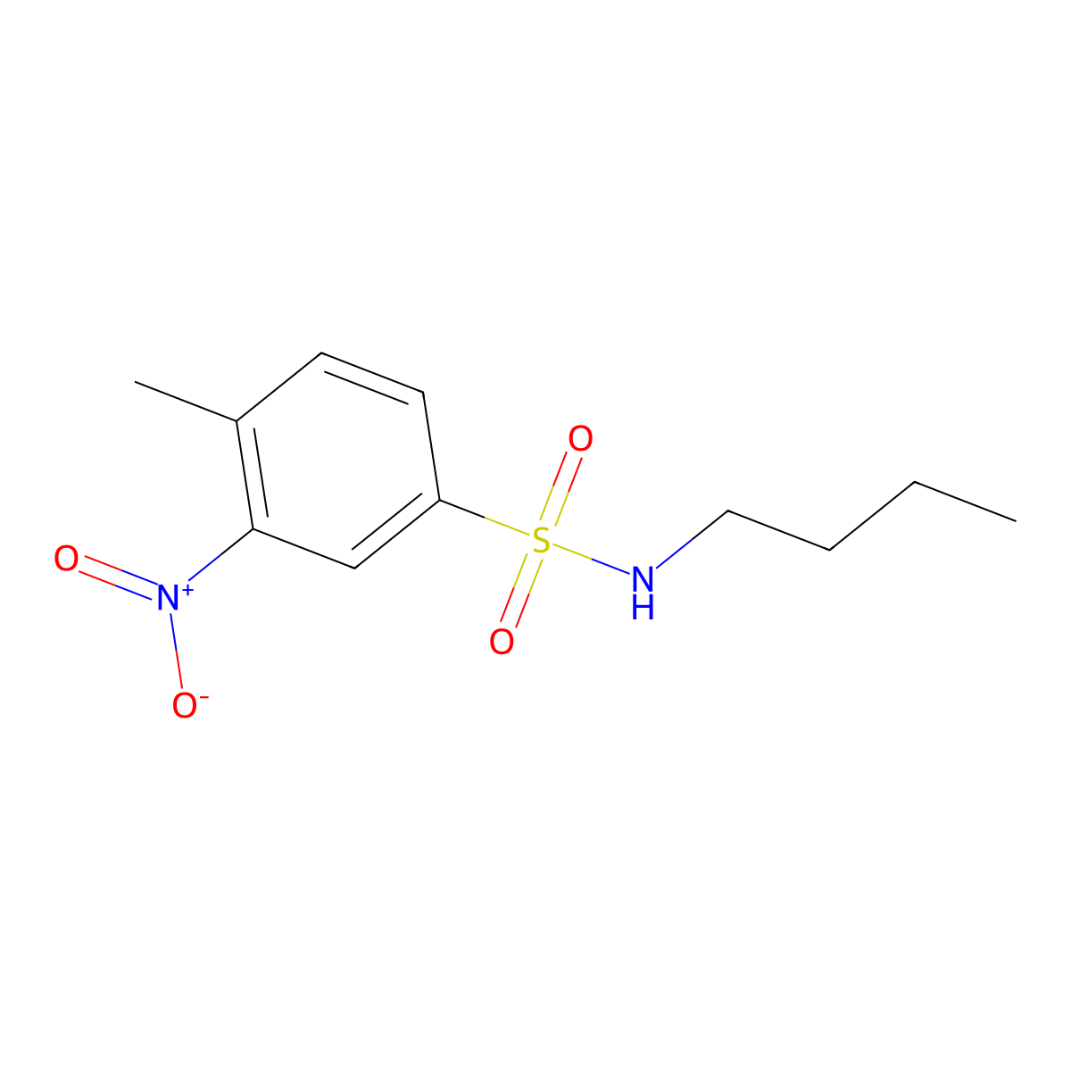 N-butyl-4-methyl-3-nitrobenzenesulfonamide molecular structure, CAS 108227-53-8