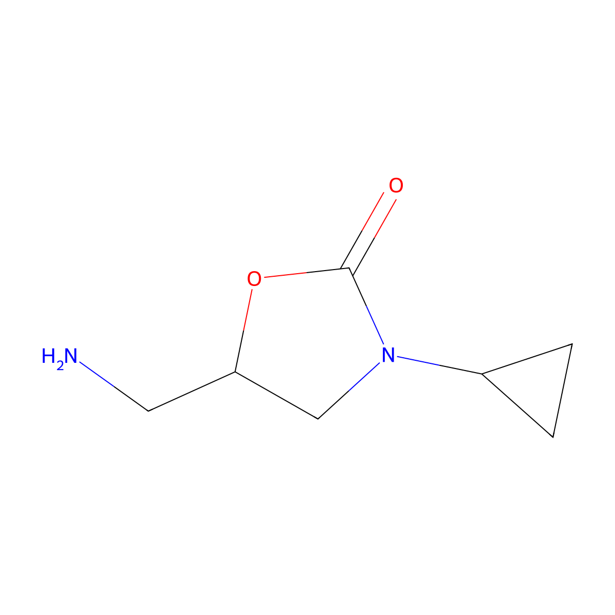 5-(Aminomethyl)-3-cyclopropyl-1,3-oxazolidin-2-one molecular structure, CAS 1082278-42-9