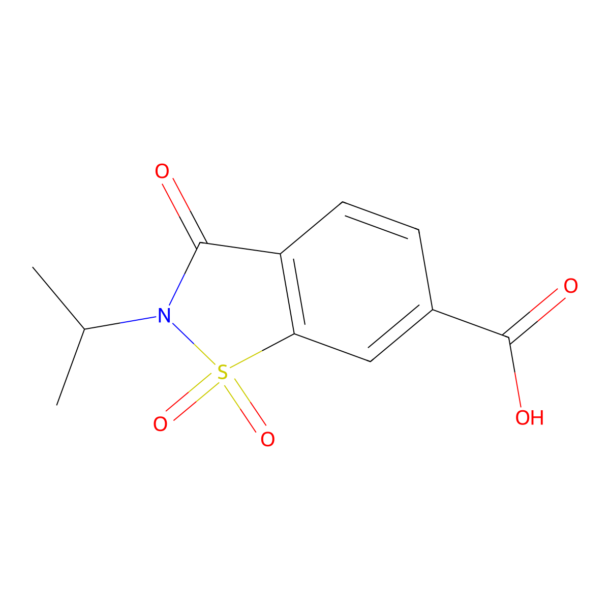 1,1,3-Trioxo-2-(propan-2-yl)-2,3-dihydro-1lambda6,2-benzothiazole-6-carboxylic acid molecular structure, CAS 1082279-37-5
