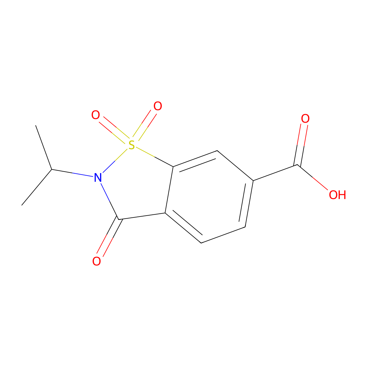 1,1,3-Trioxo-2-(propan-2-yl)-2,3-dihydro-1lambda6,2-benzothiazole-6-carboxylic acid molecular structure, CAS 1082279-37-5