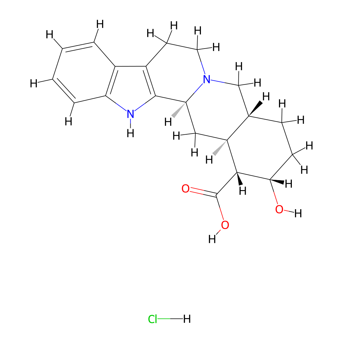 Yohimbic acid hydrochloride molecular structure, CAS 1082279-65-9