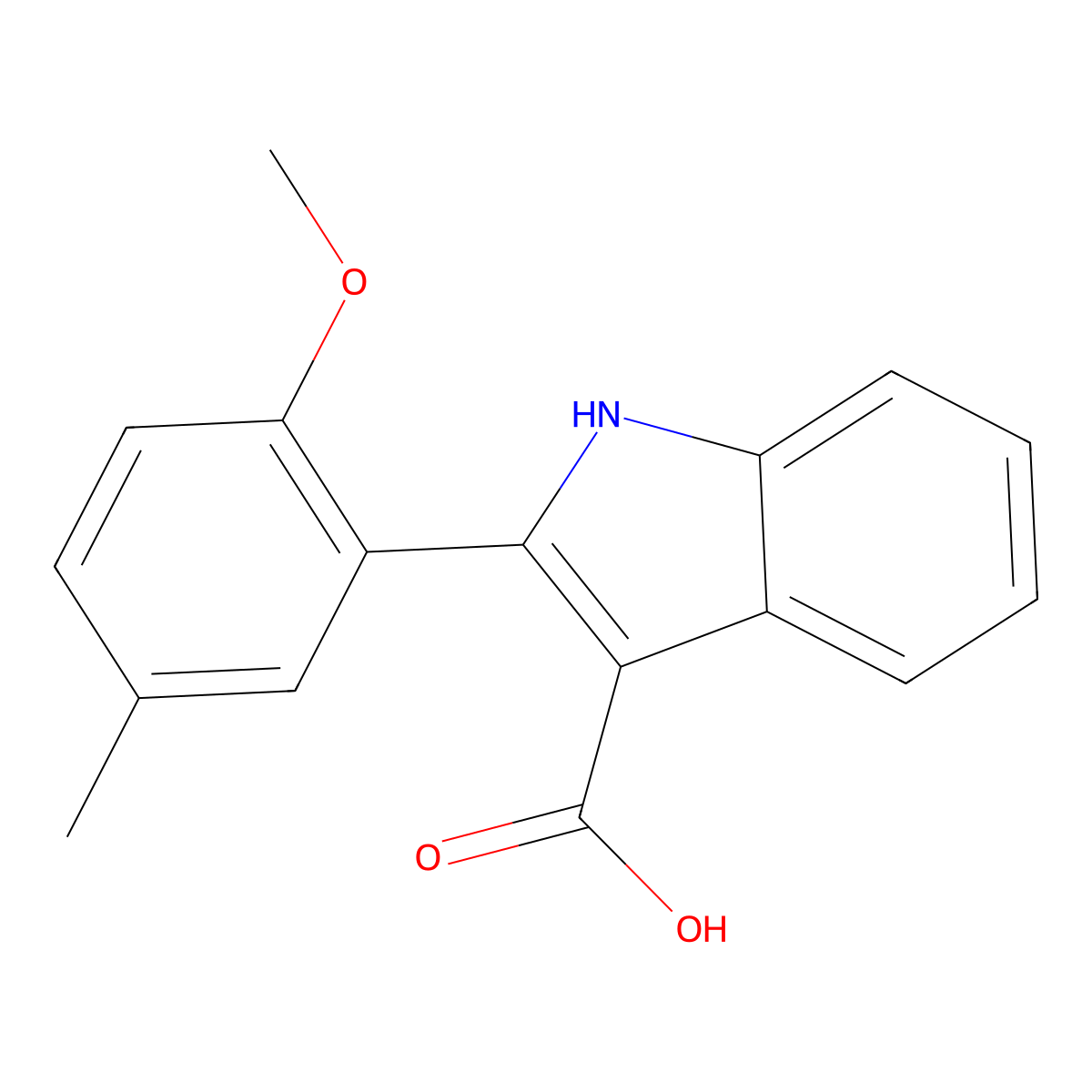 2-(2-methoxy-5-methylphenyl)-1H-indole-3-carboxylic acid molecular structure, CAS 1082289-73-3