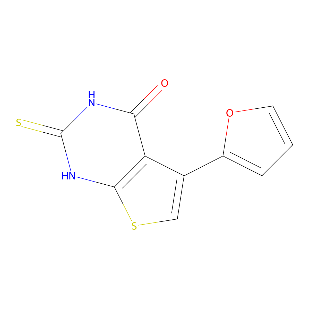 5-(2-furyl)-2-mercaptothieno[2,3-d]pyrimidin-4(3H)-one molecular structure, CAS 1082291-47-1
