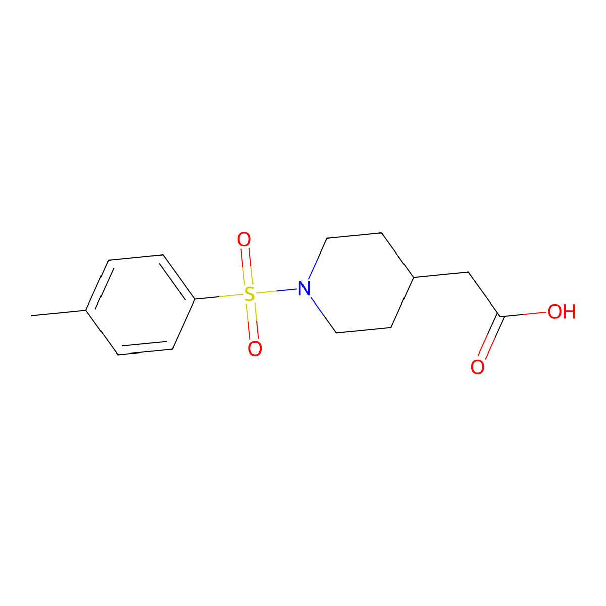 {1-[(4-Methylphenyl)sulfonyl]piperidin-4-yl}acetic acid molecular structure, CAS 1082293-46-6