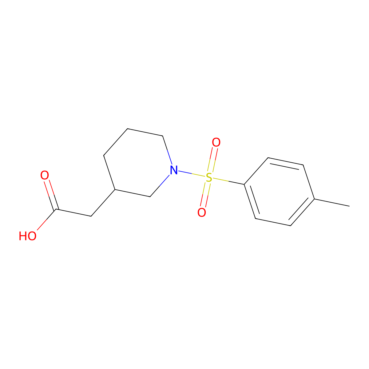 (1-[(4-Methylphenyl)sulfonyl]piperidin-3-YL)acetic acid molecular structure, CAS 1082293-49-9